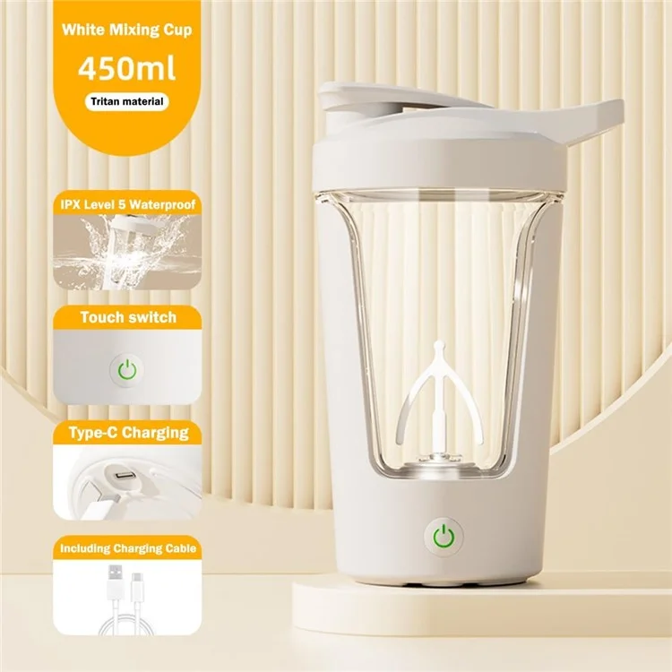 Automatic Electric Stirring Cup Coffee Milk Powder Self Stirring Cup, Rechargeable Type - Beige