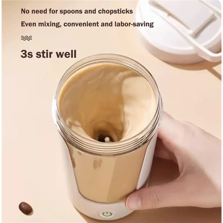Automatic Electric Stirring Cup Coffee Milk Powder Self Stirring Cup, Rechargeable Type - Beige