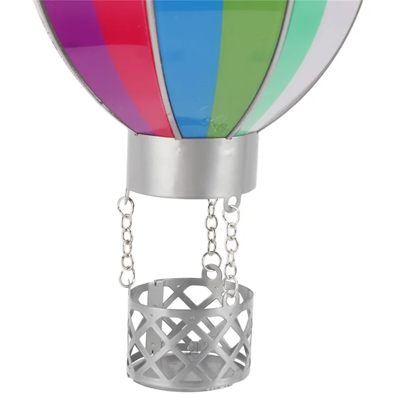 Solar Powered Hanging Lantern Outdoor Garden Hot Air Balloon Shape Patio Decor, Size L - Rainbow