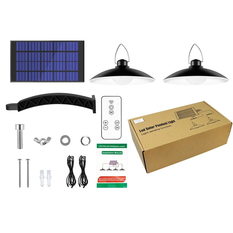 Lampada sospesa solare A2 con 70 LED a doppia testa, impermeabile per esterno, con telecomando - Luce bianca calda