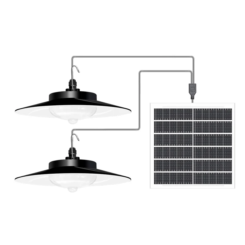 Style B 168 LED Dual Head Solar Powered Pendant Light IP65 Waterproof Outdoor Motion Sensor Lamp - Warm White