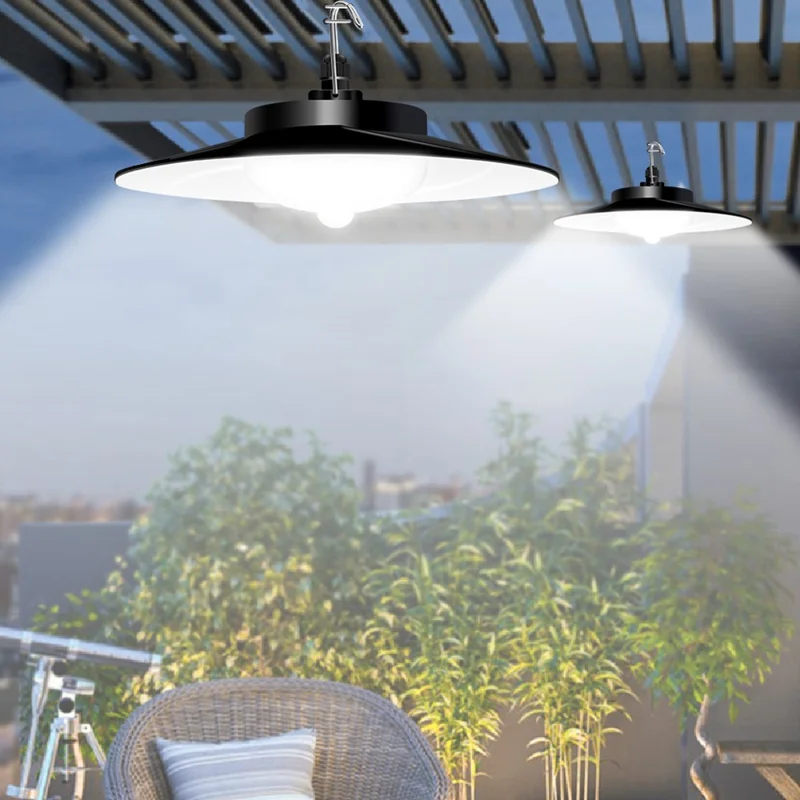 Style B 168 LED Dual Head Solar Powered Pendant Light IP65 Waterproof Outdoor Motion Sensor Lamp - Warm White