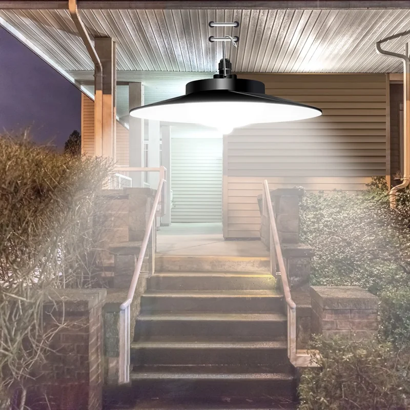 Style B 168 LED Dual Head Solar Powered Pendant Light IP65 Waterproof Outdoor Motion Sensor Lamp - Warm White