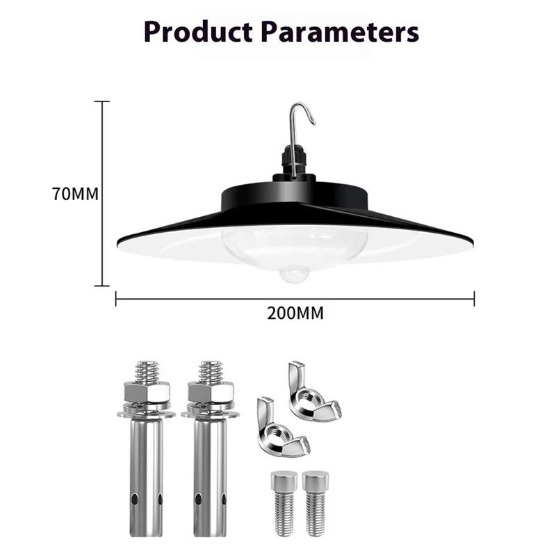 Style B 336 LED 4 Têtes Lampe Solaire Suspendue IP65 Étanche avec Détecteur de Mouvement Extérieur - Blanc Chaud