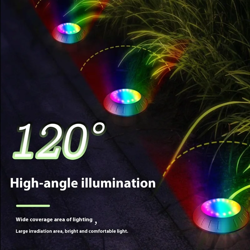 Lampada LED RGB a energia solare per giardino e paesaggio - Illuminazione per sentieri, impermeabile, decorativa per prato - RGB+Bianco freddo