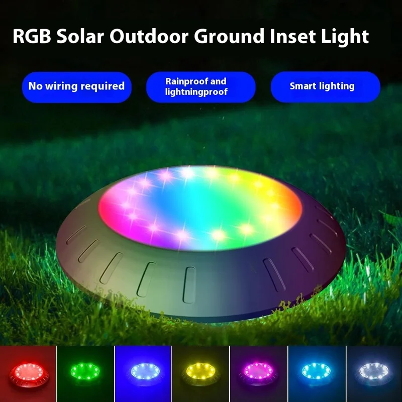 Lampada LED RGB a energia solare per giardino e paesaggio - Illuminazione per sentieri, impermeabile, decorativa per prato - RGB+Bianco freddo