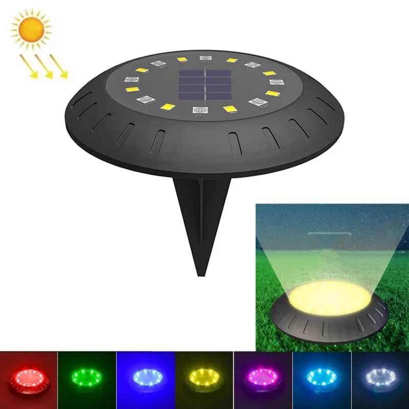 Solar Powered RGB LED Ground Light for Garden Landscape Path Lighting Waterproof Decorative Lawn Lamp - RGB+Warm White