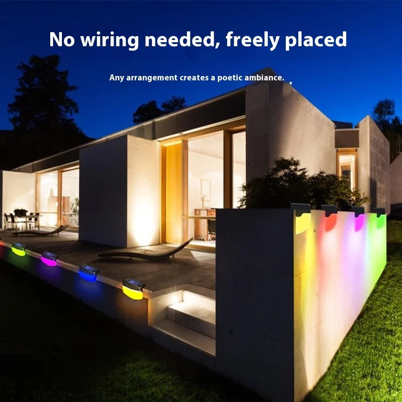 1 Lampe solaire d'escalier LED étanche pour clôture, terrasse et patio - Lumière blanche chaude