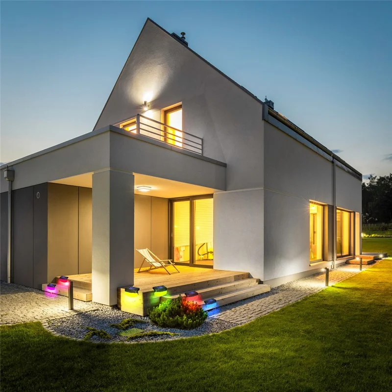1 Lampe solaire d'escalier LED étanche pour clôture, terrasse et patio - Lumière blanche chaude