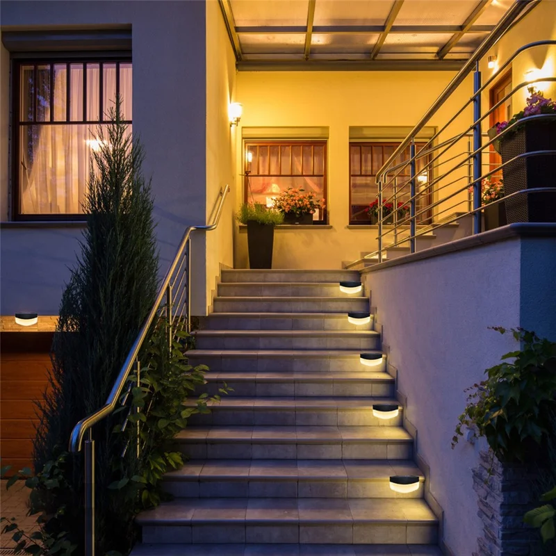 1 Lampe solaire d'escalier LED étanche pour clôture, terrasse et patio - Lumière blanche chaude