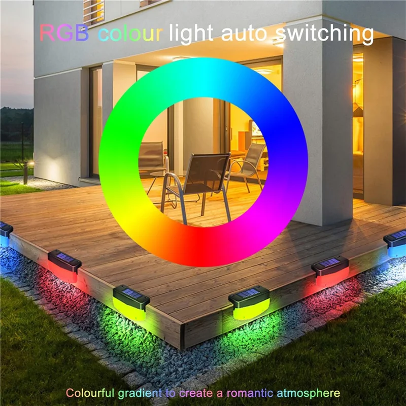 1 Lampe solaire d'escalier LED étanche pour clôture, terrasse et patio - Lumière blanche chaude