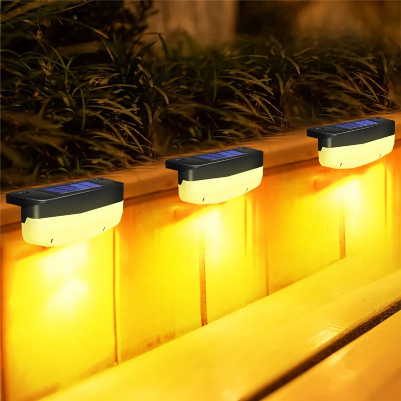 1 Lampe solaire d'escalier LED étanche pour clôture, terrasse et patio - Lumière blanche chaude