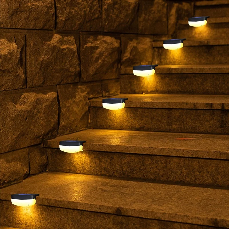 1 Lampe solaire d'escalier LED étanche pour clôture, terrasse et patio - Lumière blanche chaude