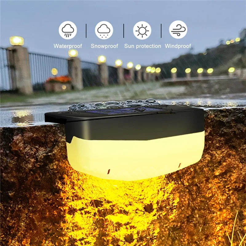 1 Lampe solaire d'escalier LED étanche pour clôture, terrasse et patio - Lumière blanche chaude