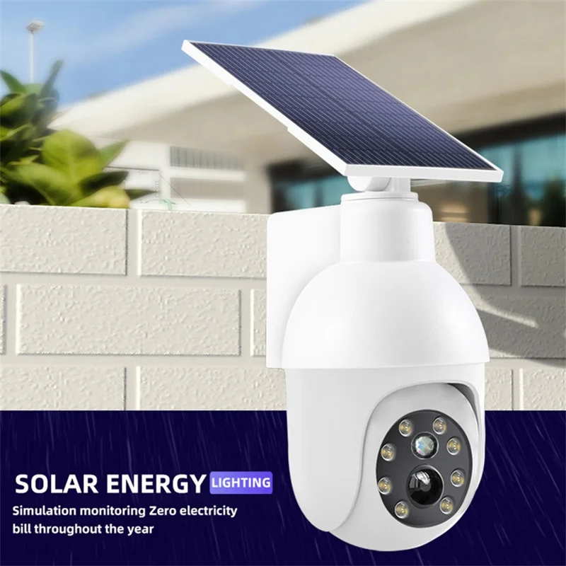 مصباح أمان HW1004 بالطاقة الشمسية، تصميم كاميرا مراقبة وهمية، ضوء استشعار الحركة، مقاوم للماء IP64، لمبة LED للحديقة والفناء