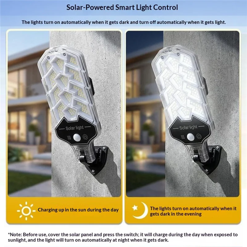 171 LEDs Solar Light Outdoor Wall Light Motion Sensor Waterproof 3 Mode Lamp with Remote Control for Garden - YJ-T-173