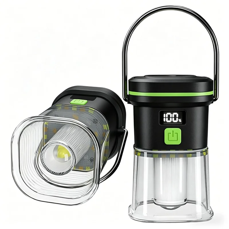Linterna de Camping LY27, 7 Modos, 1500 mAh, Resistente al Agua IPX4, Recargable por USB-C, Luz LED para Camping al Aire Libre - Negro