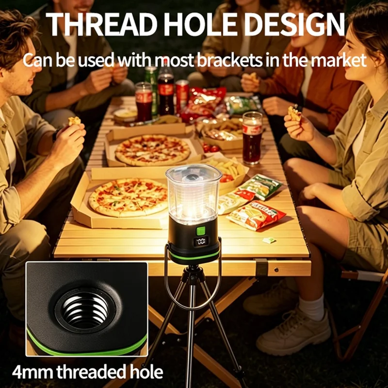 Linterna de Camping LY27, 7 Modos, 1500 mAh, Resistente al Agua IPX4, Recargable por USB-C, Luz LED para Camping al Aire Libre - Negro