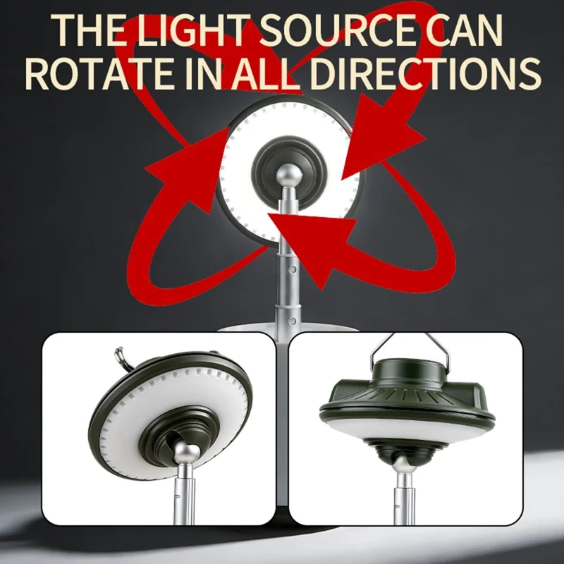 SQ-G26 360 Degree Rotatable Retractable Camping Lamp 2000mAh IPX4 Waterproof RGB Tent Light