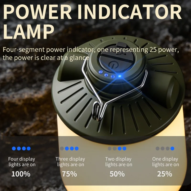 SQ-G26 360 Degree Rotatable Retractable Camping Lamp 2000mAh IPX4 Waterproof RGB Tent Light