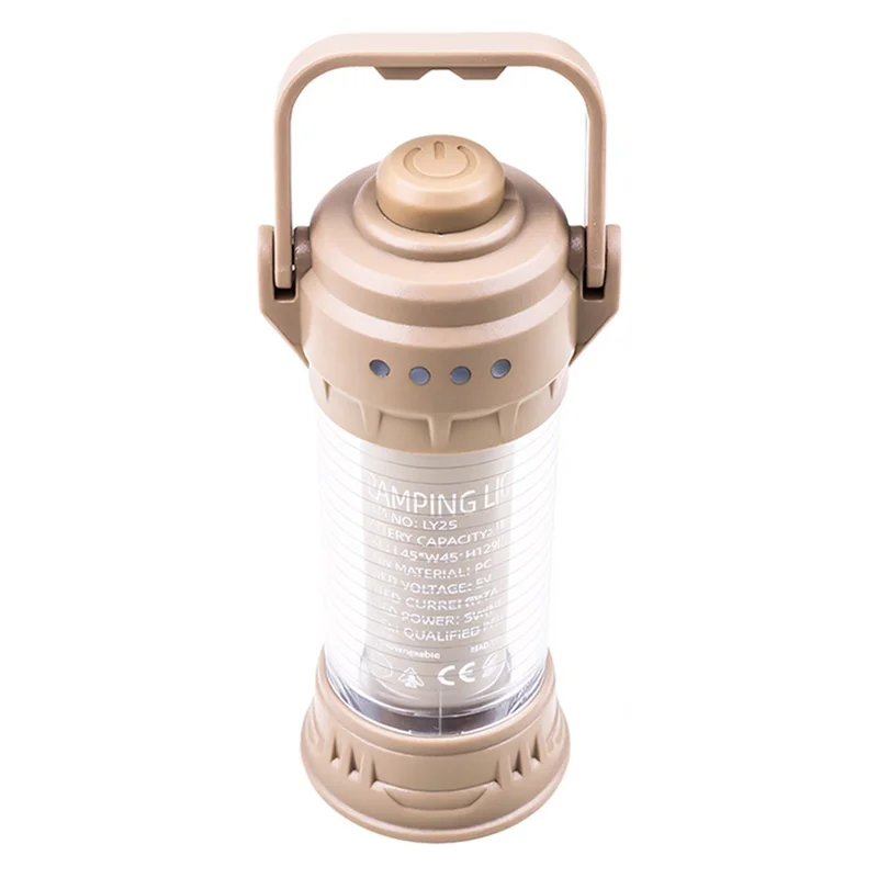 LY25 LED Camping Lantern 1500mAh IPX4 Waterproof 6 Modes Rechargeable Flashlight for Outdoor - Khaki