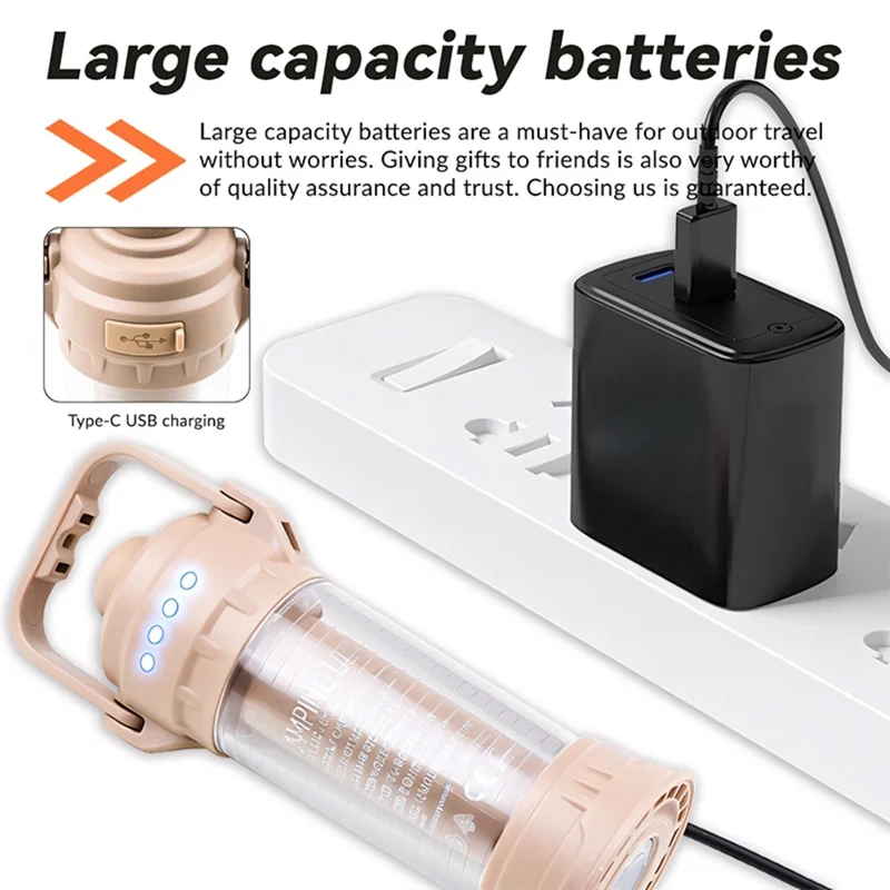 LY25 LED Camping Lantern 1500mAh IPX4 Waterproof 6 Modes Rechargeable Flashlight for Outdoor - Khaki