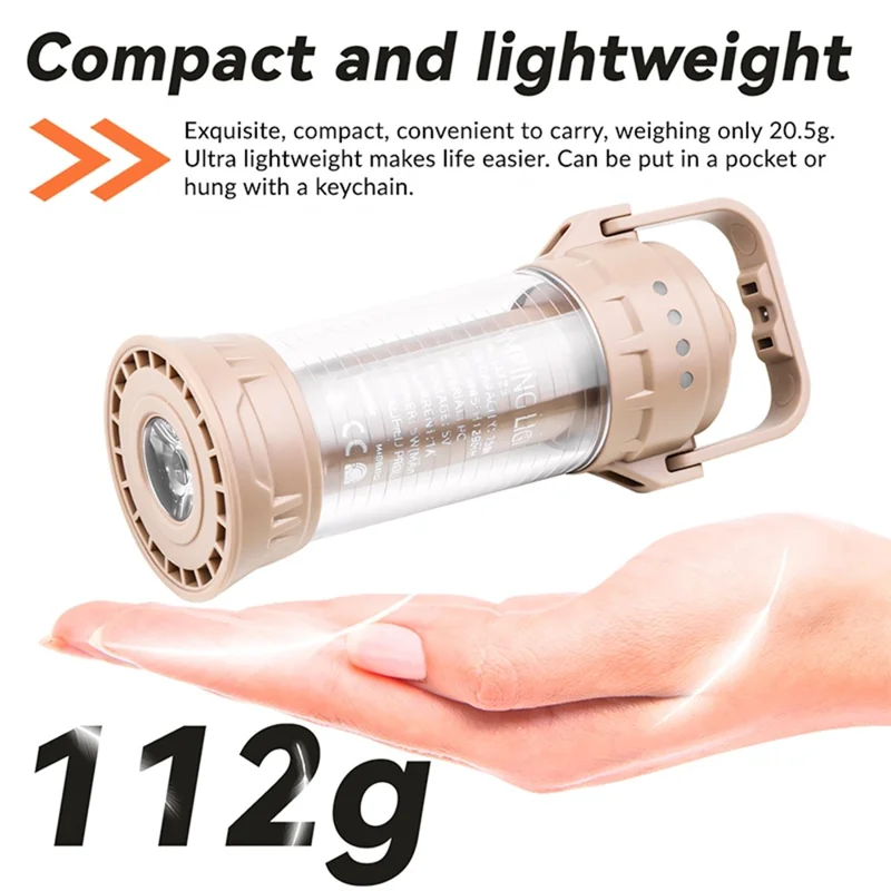 LY25 LED Camping Lantern 1500mAh IPX4 Waterproof 6 Modes Rechargeable Flashlight for Outdoor - Khaki