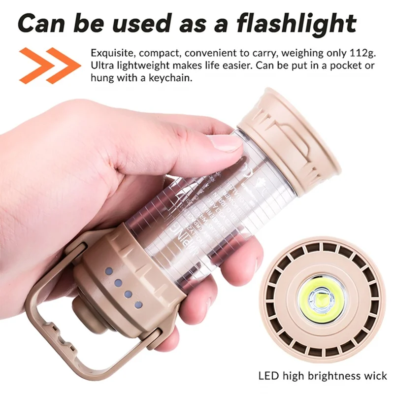 LY25 LED Camping Lantern 1500mAh IPX4 Waterproof 6 Modes Rechargeable Flashlight for Outdoor - Khaki