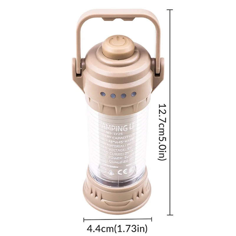 LY25 LED Camping Lantern 1500mAh IPX4 Waterproof 6 Modes Rechargeable Flashlight for Outdoor - Khaki