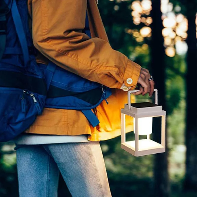 Portable Solar Camping Lantern IP44 Waterproof 3W LED 3-Level Touch Dimming USB Charging for Outdoor - Black