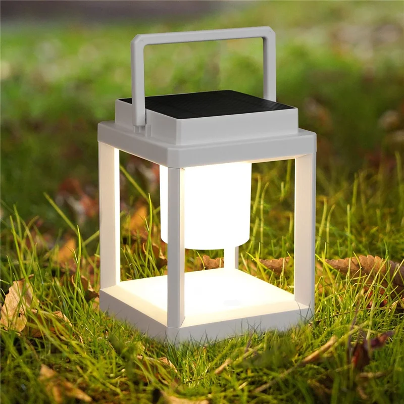 Portable Solar Camping Lantern IP44 Waterproof 3W LED 3-Level Touch Dimming USB Charging for Outdoor - Black