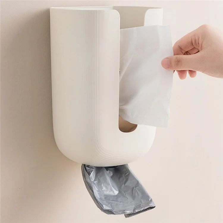 Waterproof Tissue Box Cover Adhesive Wall Mounted Facial Tissue Box Trash Bag Dispenser for Bathroom Washroom - Yellow