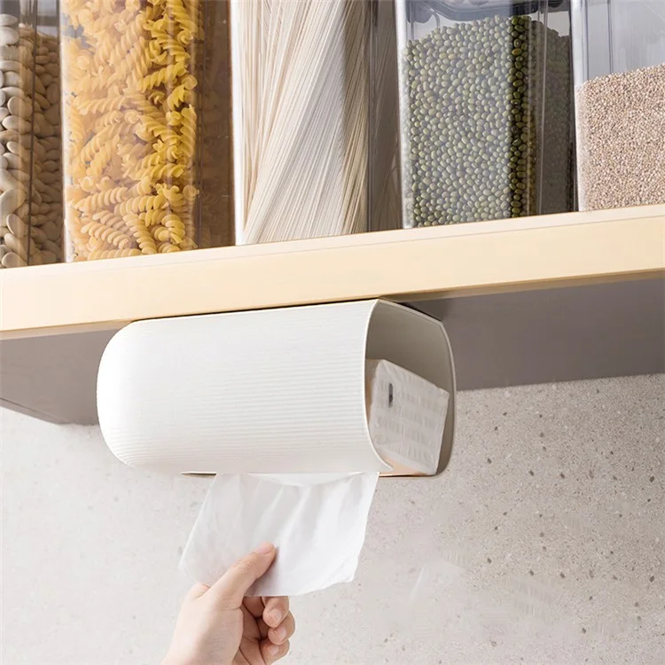 Waterproof Tissue Box Cover Adhesive Wall Mounted Facial Tissue Box Trash Bag Dispenser for Bathroom Washroom - Yellow