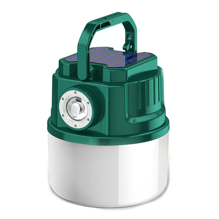 Lampe de Camping Multifonctionnelle C52 à Énergie Solaire, Lampe Zoom IPX6 Étanche avec Sortie USB, Indicateur - Vert
