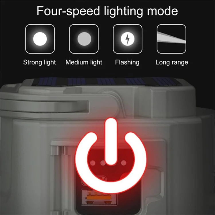 Lampe de Camping Multifonctionnelle C52 à Énergie Solaire, Lampe Zoom IPX6 Étanche avec Sortie USB, Indicateur - Vert