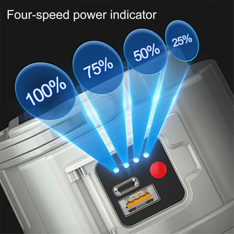 C51 Multi-Functional Solar Power Camping Light with Indicator Zoomable IPX6 Waterproof Flashlight Tent Lamp (No Output) - White