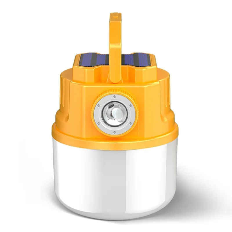 C51 Multi-Functional Solar Power Camping Light with Indicator Zoomable IPX6 Waterproof Flashlight Tent Lamp (No Output) - Yellow