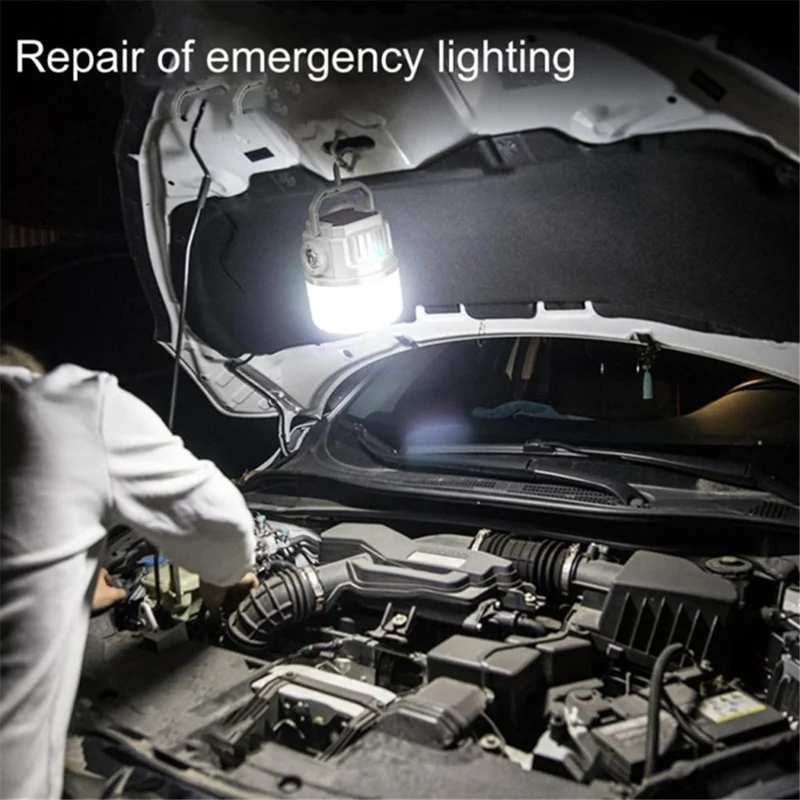 C51 Multi-Functional Solar Power Camping Light with Indicator Zoomable IPX6 Waterproof Flashlight Tent Lamp (No Output) - Yellow