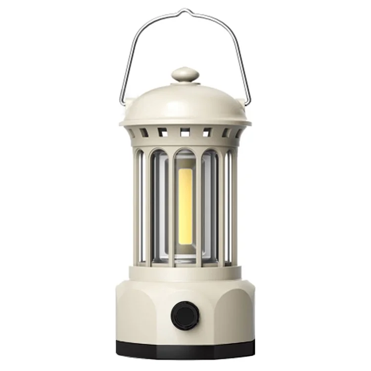 Batteriebetriebene Zeltaufhängelampe, Laterne, Lampe im Retro-Stil, COB-Camping-/Wanderlampe, Größe: L - Weiß