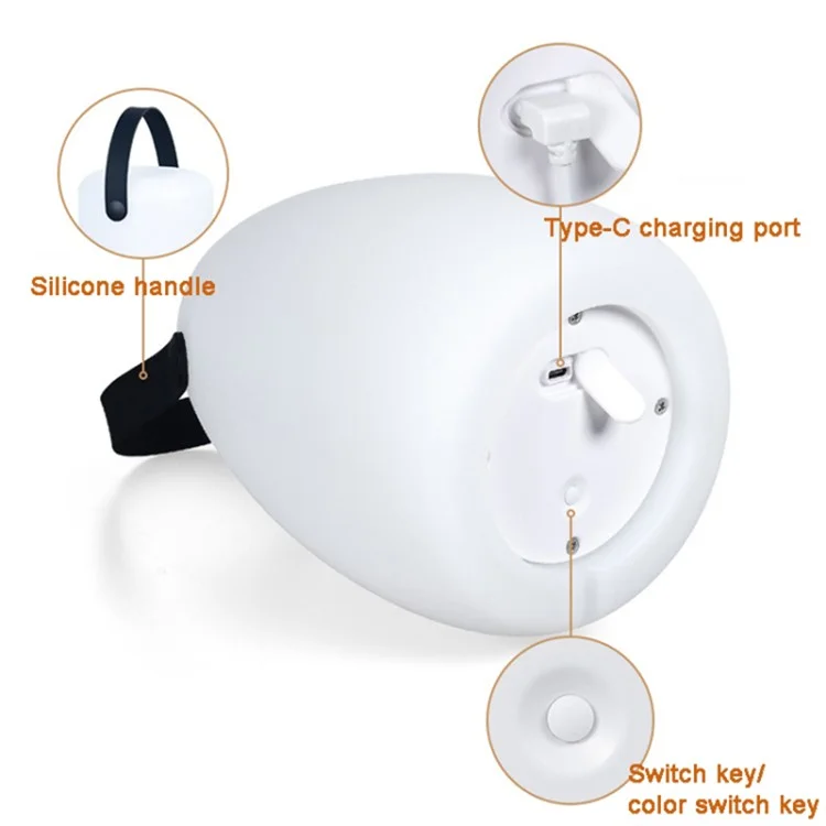 Veilleuse Rechargeable avec Télécommande 16 Couleurs 6 Niveaux de Luminosité Lampe de Chevet en Forme d'Œuf pour Maison, Bar