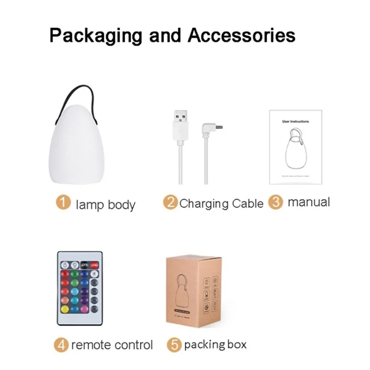Veilleuse Rechargeable avec Télécommande 16 Couleurs 6 Niveaux de Luminosité Lampe de Chevet en Forme d'Œuf pour Maison, Bar