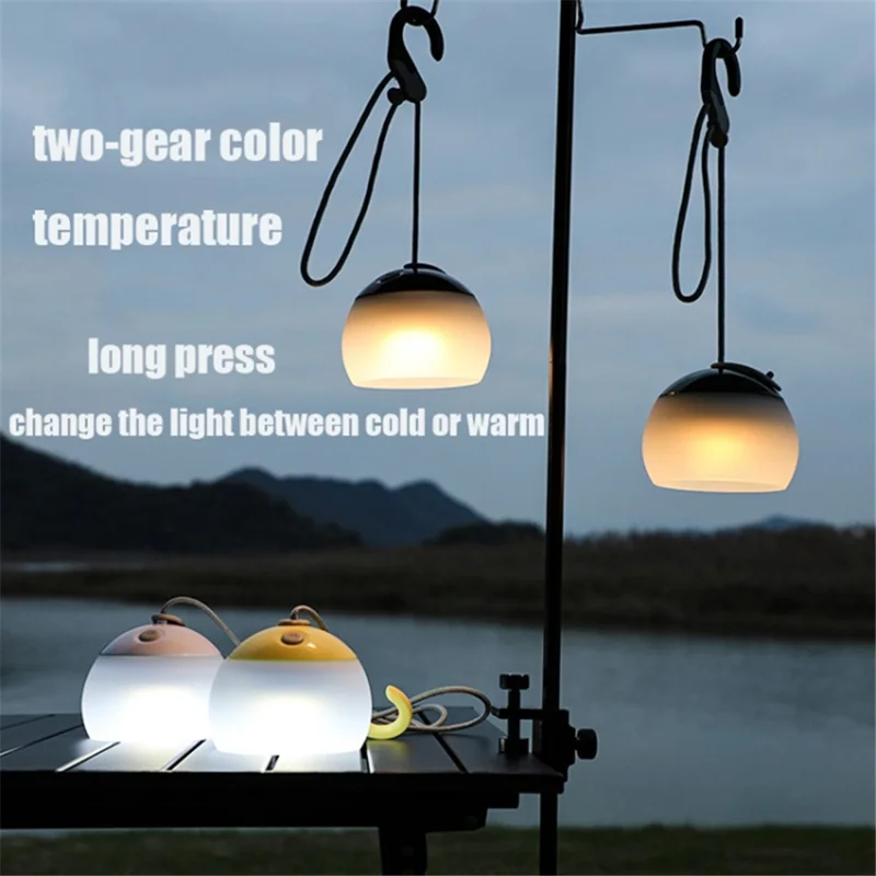 Vintage Camping Light Rechargeable Hook Hanging Night Light Outdoor Gardening Light with Power Bank Function - Red Brown