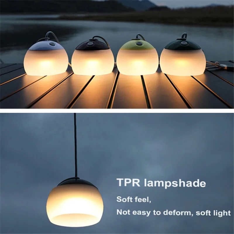 Vintage Camping Light Rechargeable Hook Hanging Night Light Outdoor Gardening Light with Power Bank Function - Red Brown