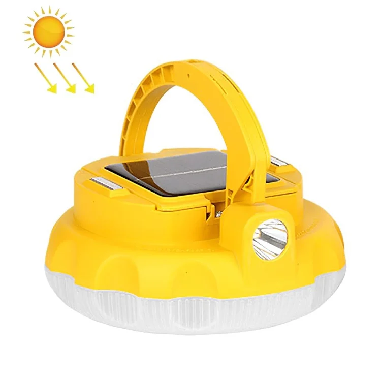 NG100 Portable Camping Magnetic LED Light Hook Design Solar Power Outdoor Lamp with 3 Batteries - Yellow
