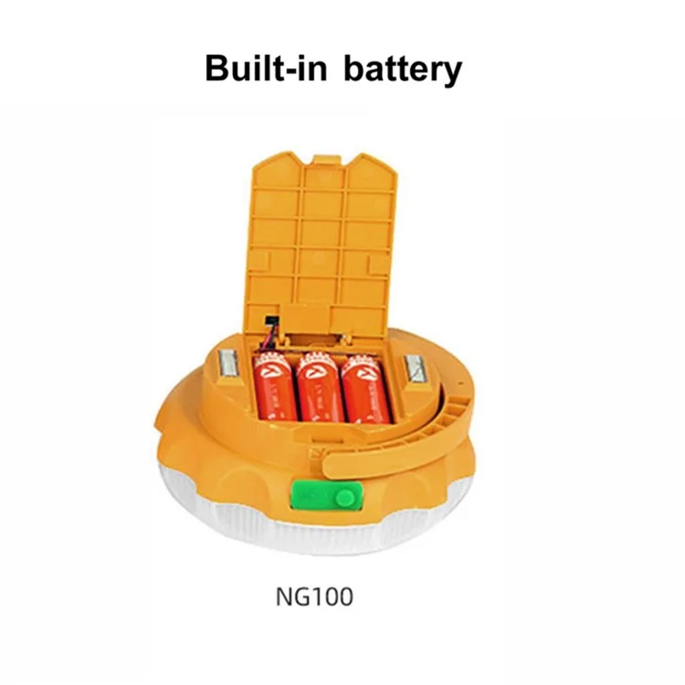 NG100 Portable Camping Magnetic LED Light Hook Design Solar Power Outdoor Lamp with 3 Batteries - Yellow