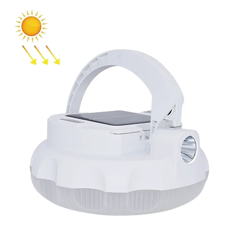 NG100 Portable Camping Magnetic LED Light Hook Design Solar Power Outdoor Lamp with 3 Batteries - White