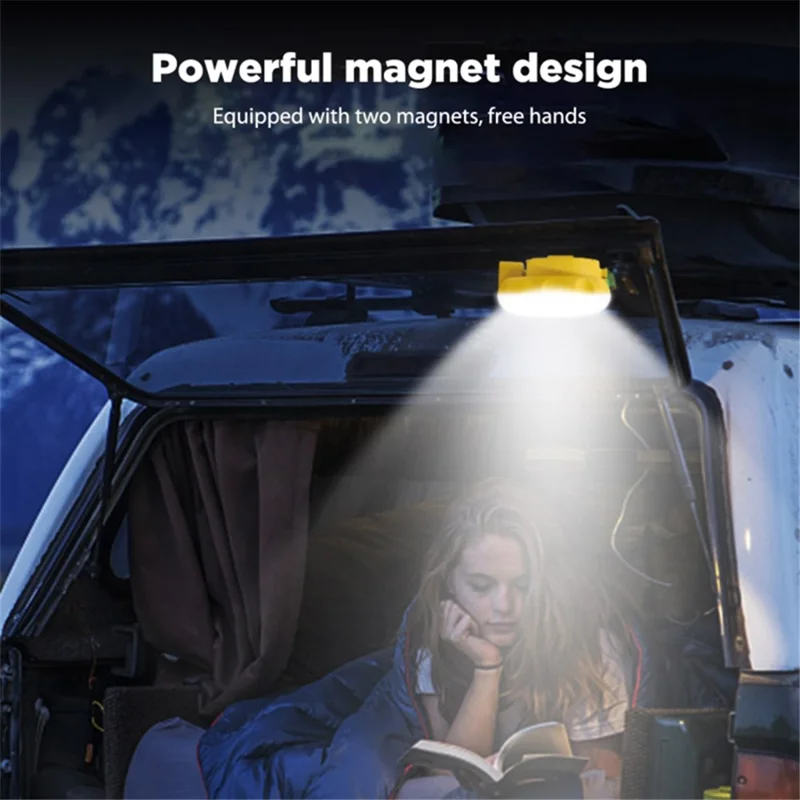 NG100 Portable Camping Magnetic LED Light Hook Design Solar Power Outdoor Lamp with 3 Batteries - White