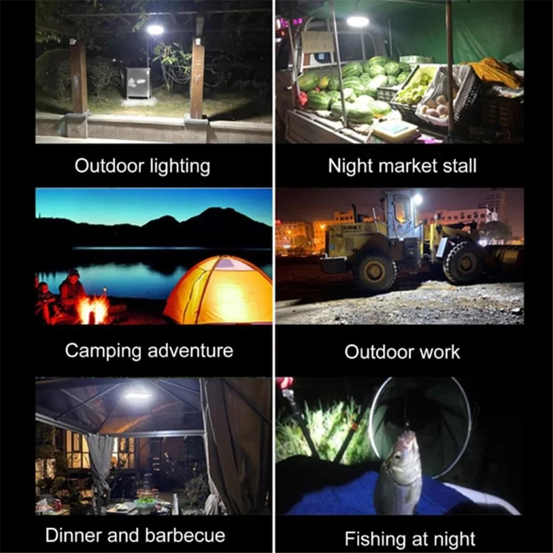 NG100 Portable Camping Magnetic LED Light Hook Design Solar Power Outdoor Lamp with 3 Batteries - White