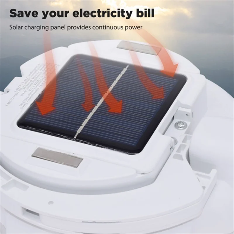 NG100 Portable Camping Magnetic LED Light Hook Design Solar Power Outdoor Lamp with 3 Batteries - White