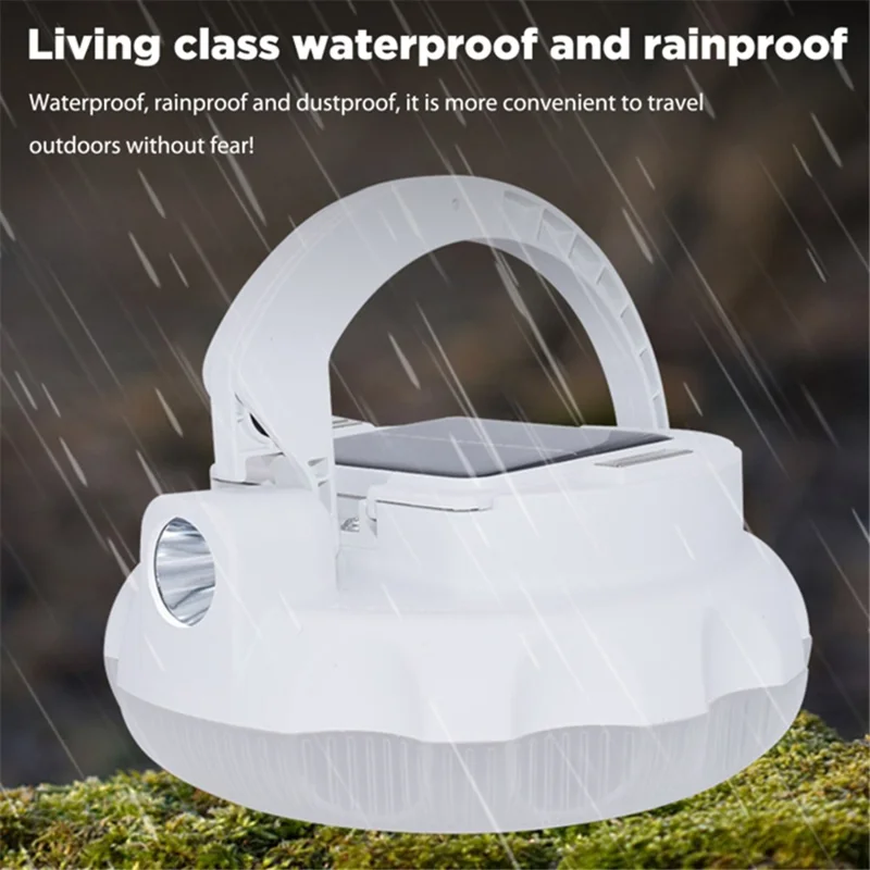 NG100 Portable Camping Magnetic LED Light Hook Design Solar Power Outdoor Lamp with 3 Batteries - White